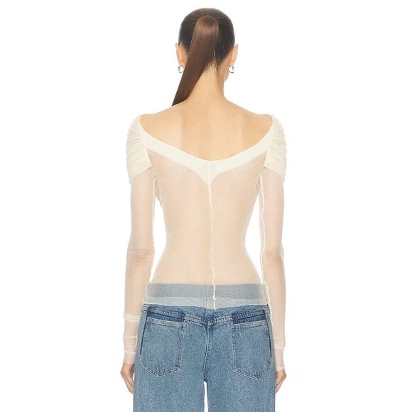 Christopher Esber Veiled Top Butter Cream Off Shoulder - Picture 4 of 5